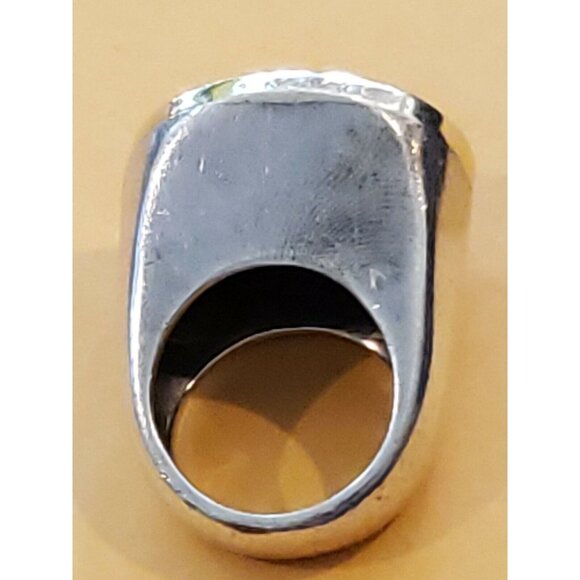 Vintage Mid Century Sterling & 14 Yellow Gold Carnelian Ring Size 7.5 - Picture 4 of 5